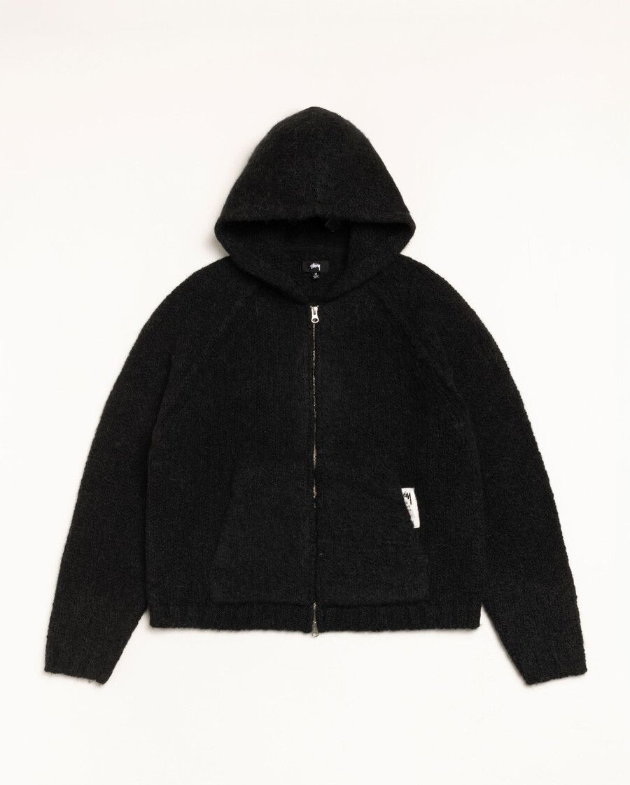 felpa con cappuccio in maglia grossa con zip