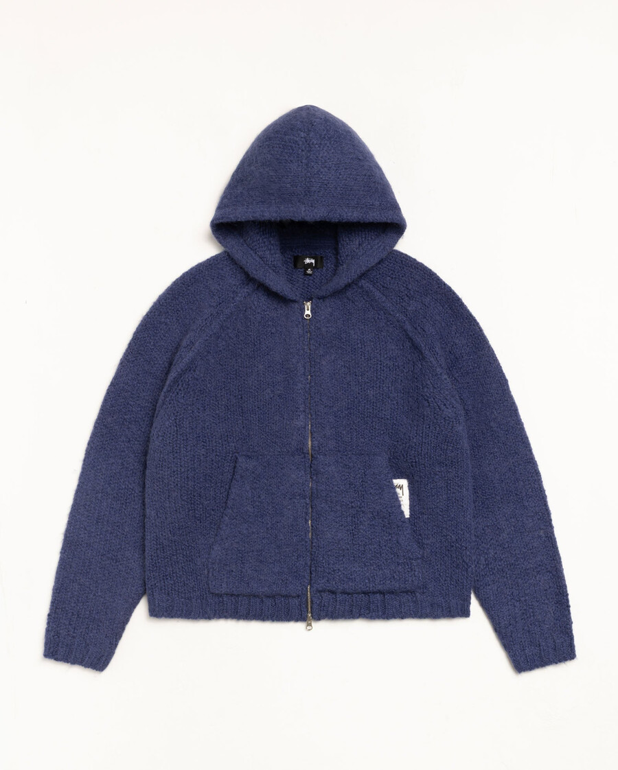felpa con cappuccio in maglia grossa con zip