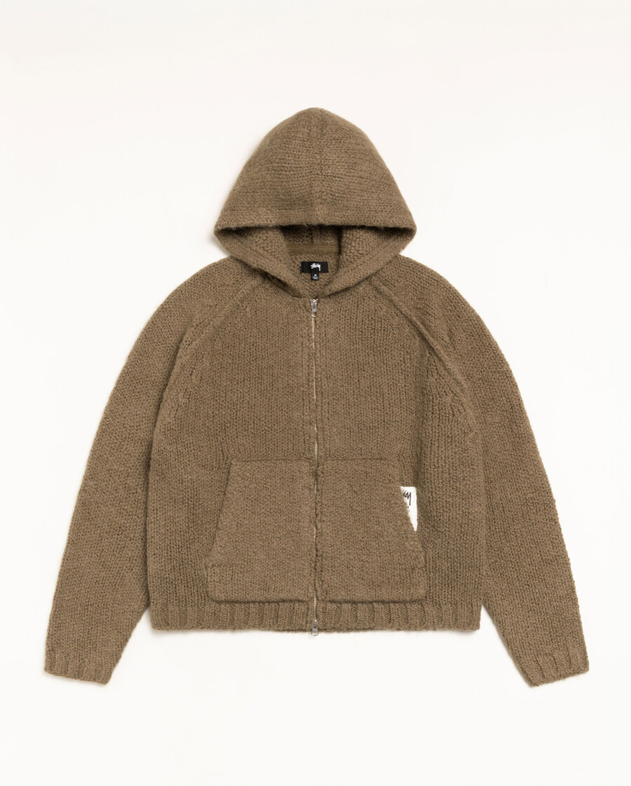 felpa con cappuccio in maglia grossa con zip