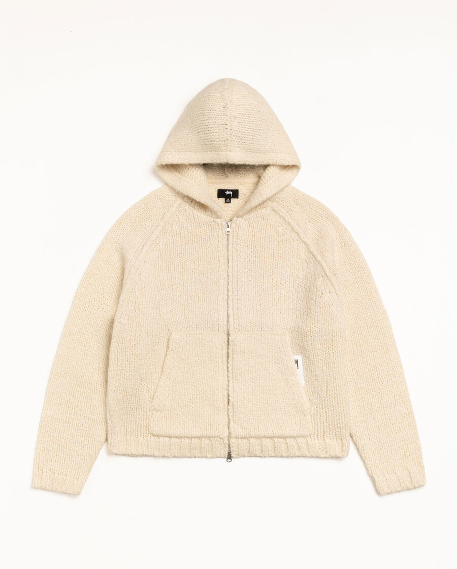 felpa con cappuccio in maglia grossa con zip