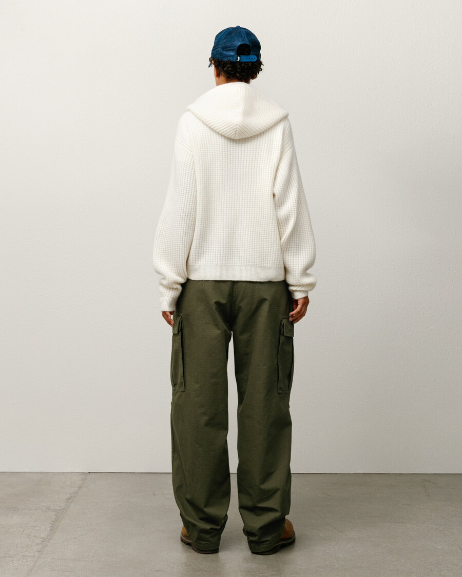 maglione con cappuccio e cerniera in cashmere a nido dape