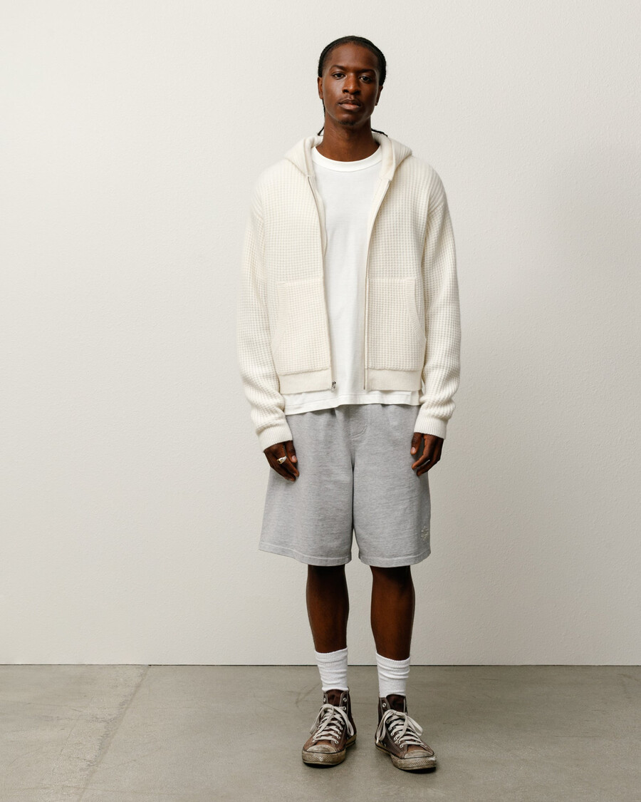 maglione con cappuccio e cerniera in cashmere a nido dape