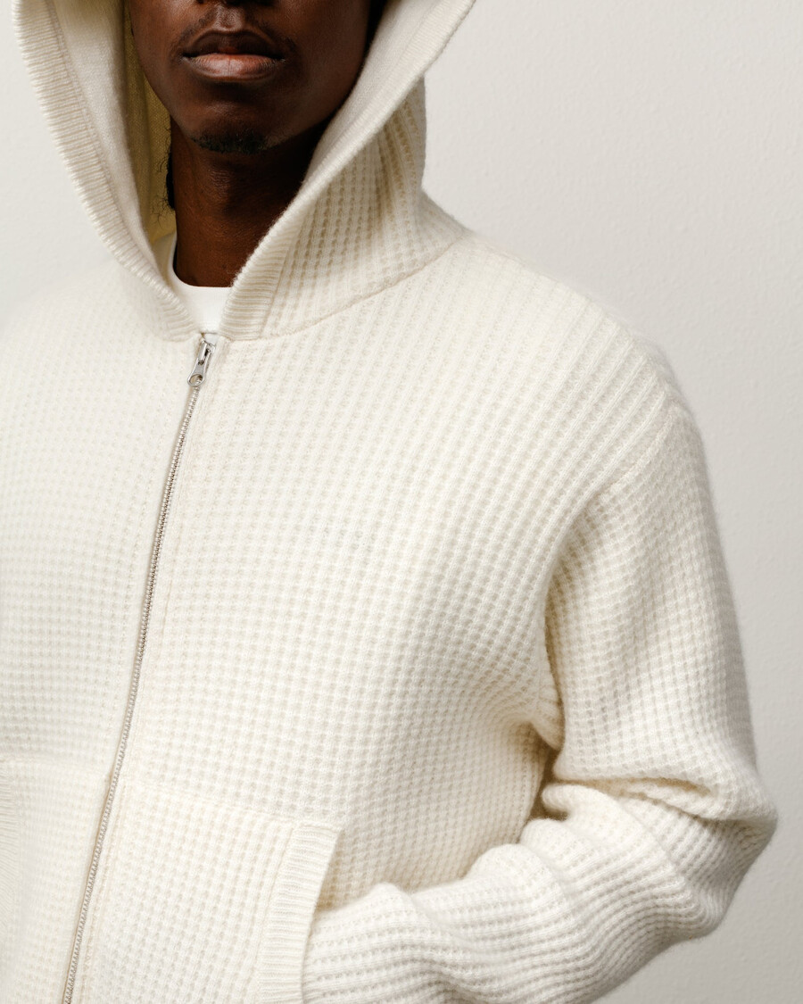 maglione con cappuccio e cerniera in cashmere a nido dape