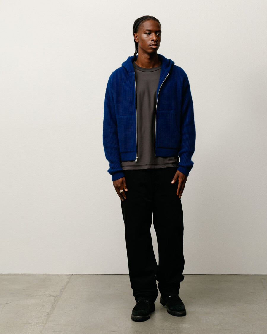 maglione con cappuccio e cerniera in cashmere a nido dape