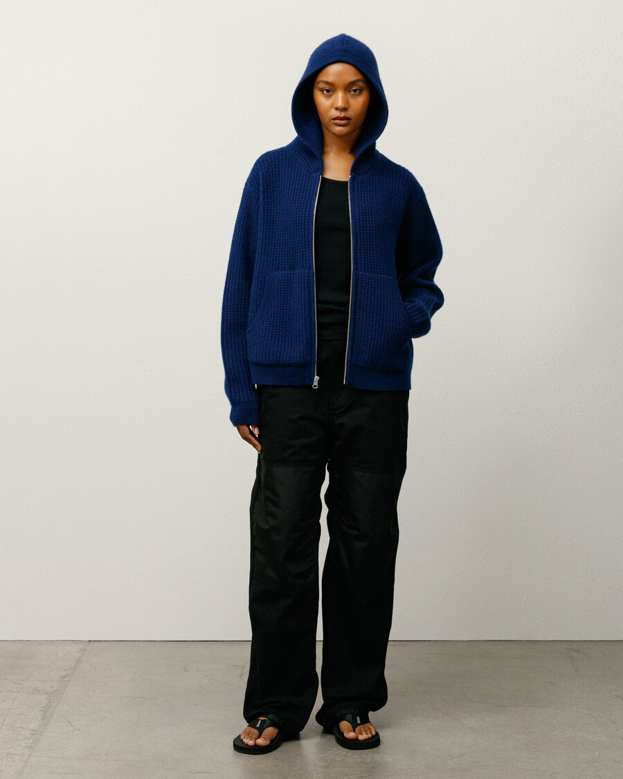 maglione con cappuccio e cerniera in cashmere a nido dape