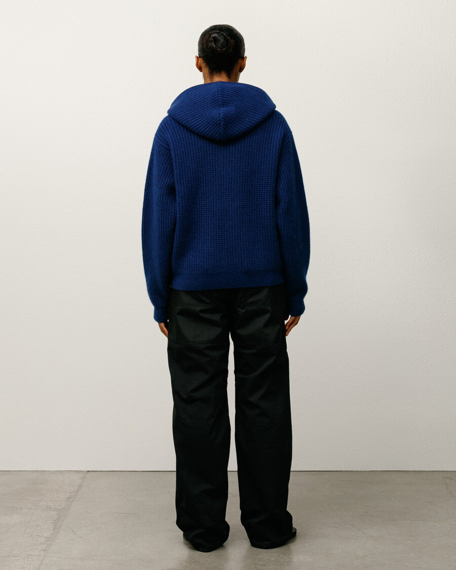 maglione con cappuccio e cerniera in cashmere a nido dape