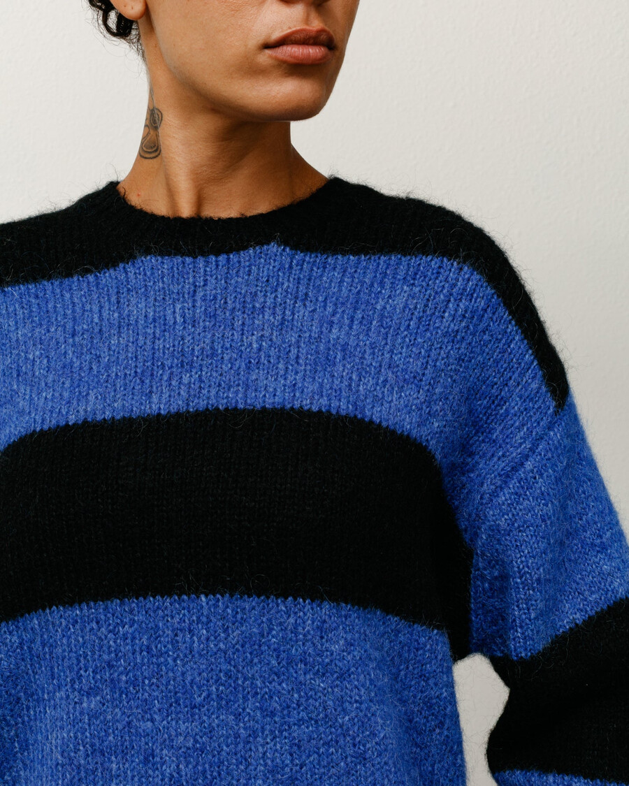 maglione a righe in mohair