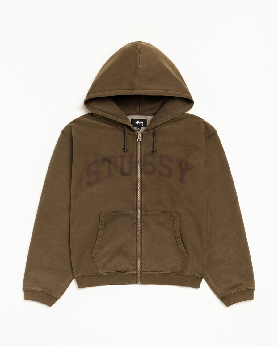 felpa con cappuccio e zip con grafica sbiadita