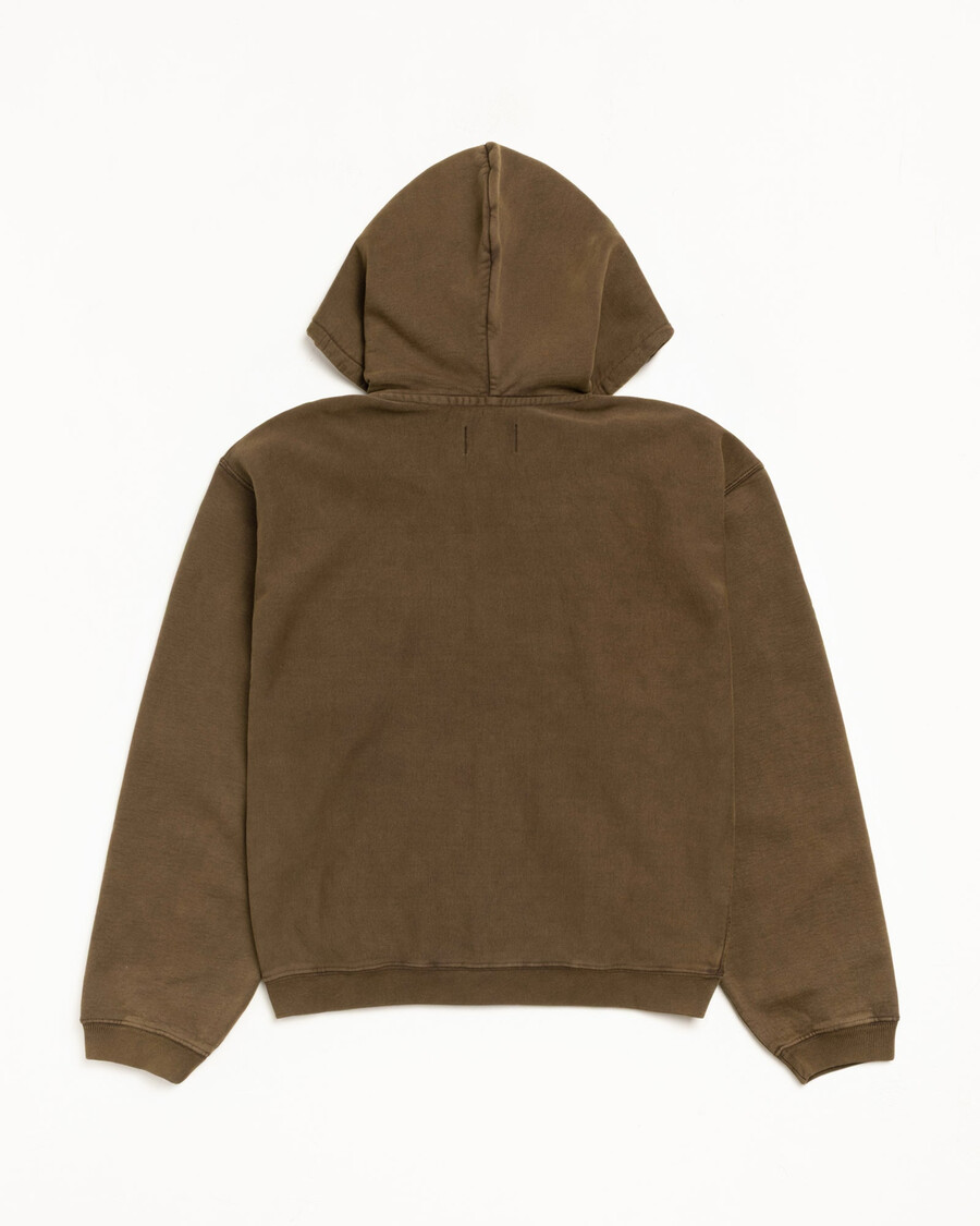 felpa con cappuccio e zip con grafica sbiadita