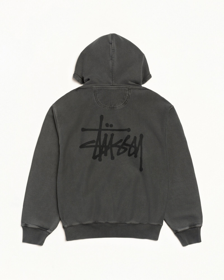 felpa con cappuccio stüssy basic tinta a pigmento