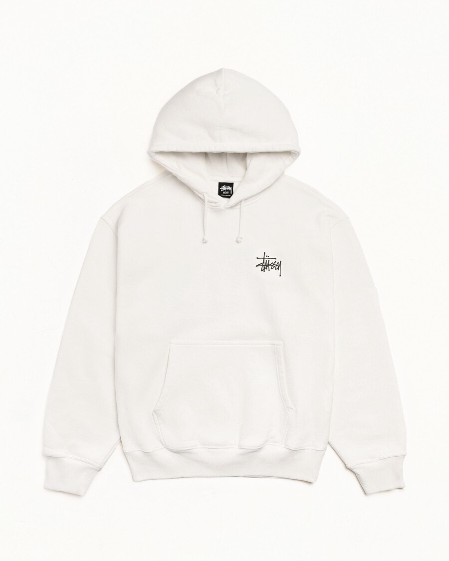 felpa con cappuccio stüssy basic tinta a pigmento