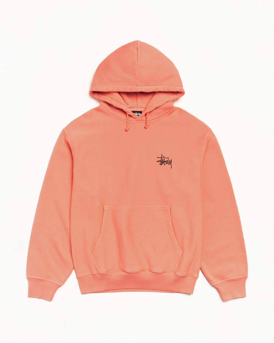 felpa con cappuccio stüssy basic tinta a pigmento