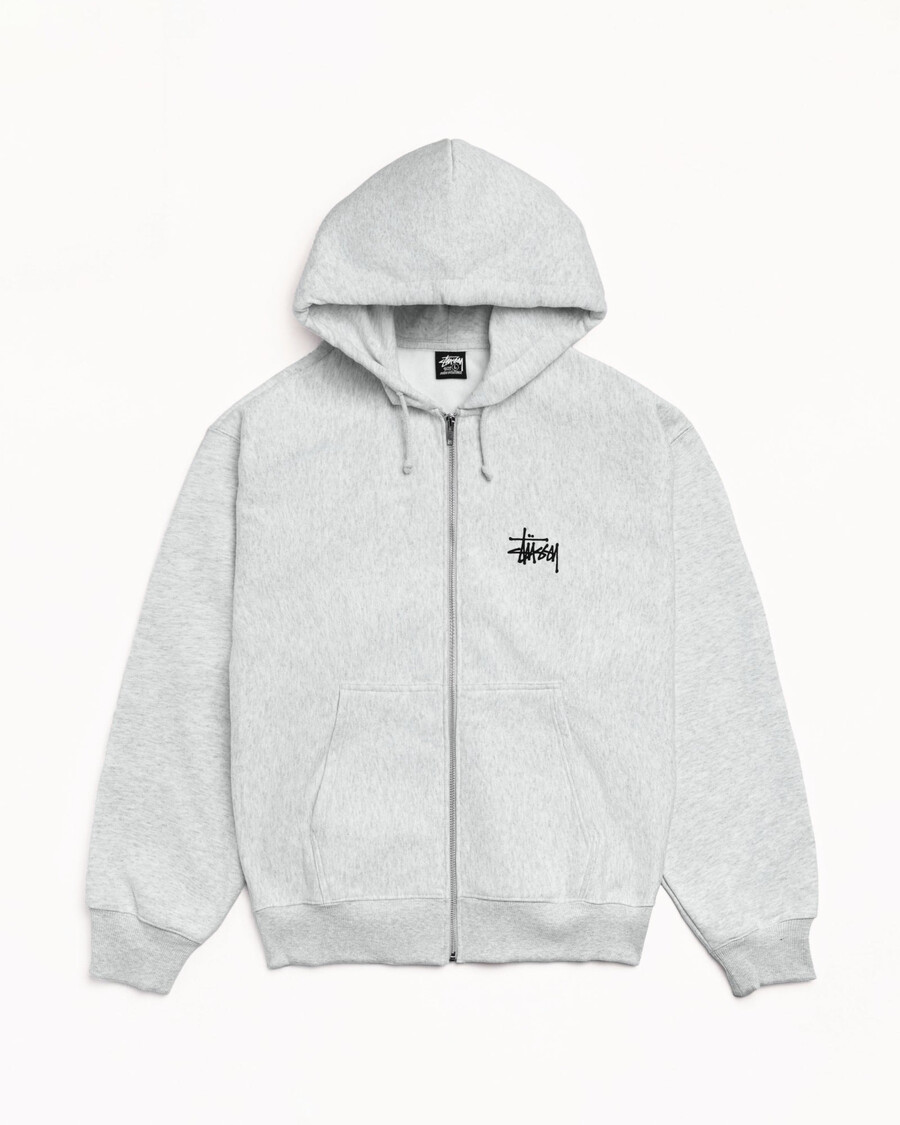 felpa con cappuccio e zip stüssy basic