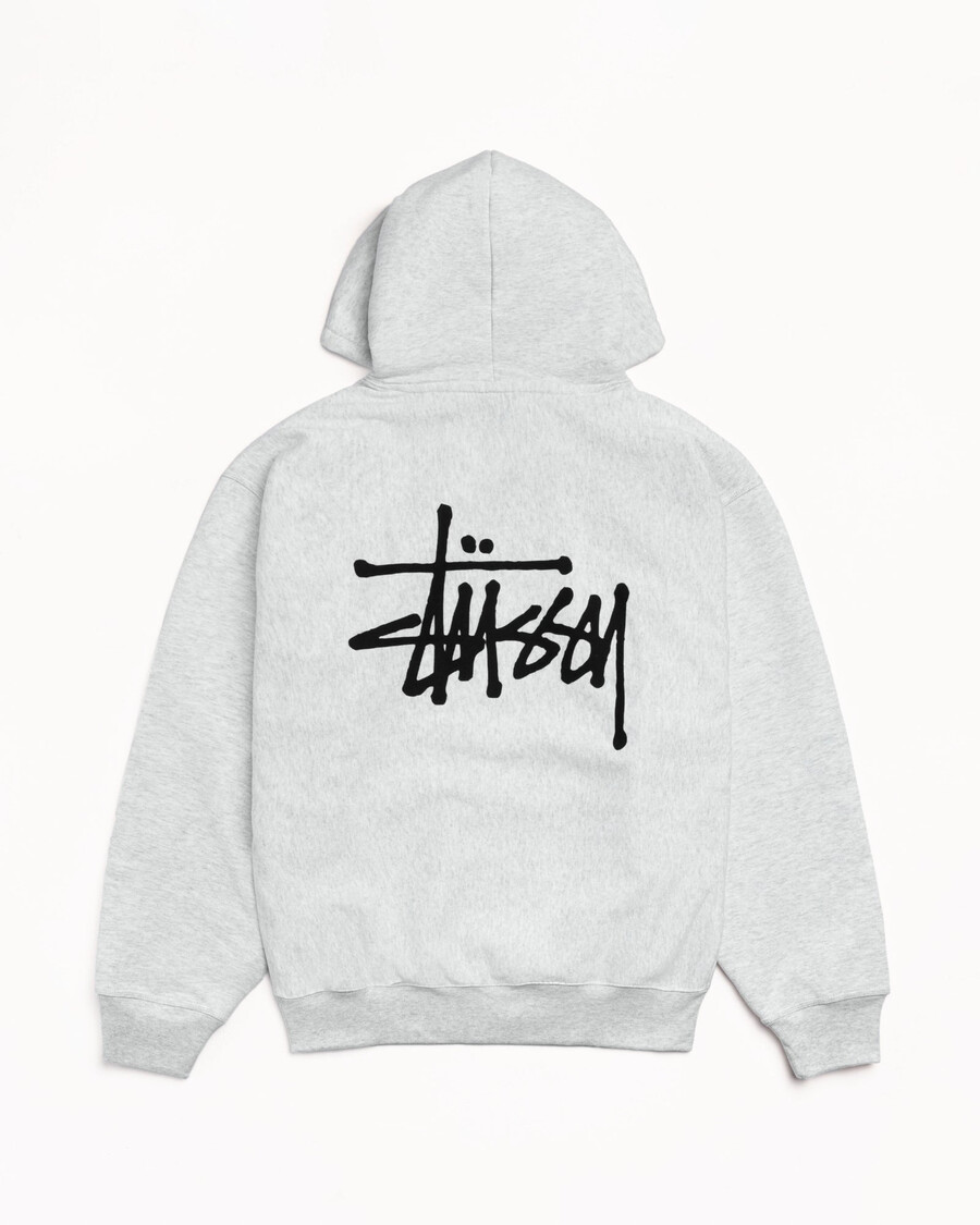 felpa con cappuccio e zip stüssy basic
