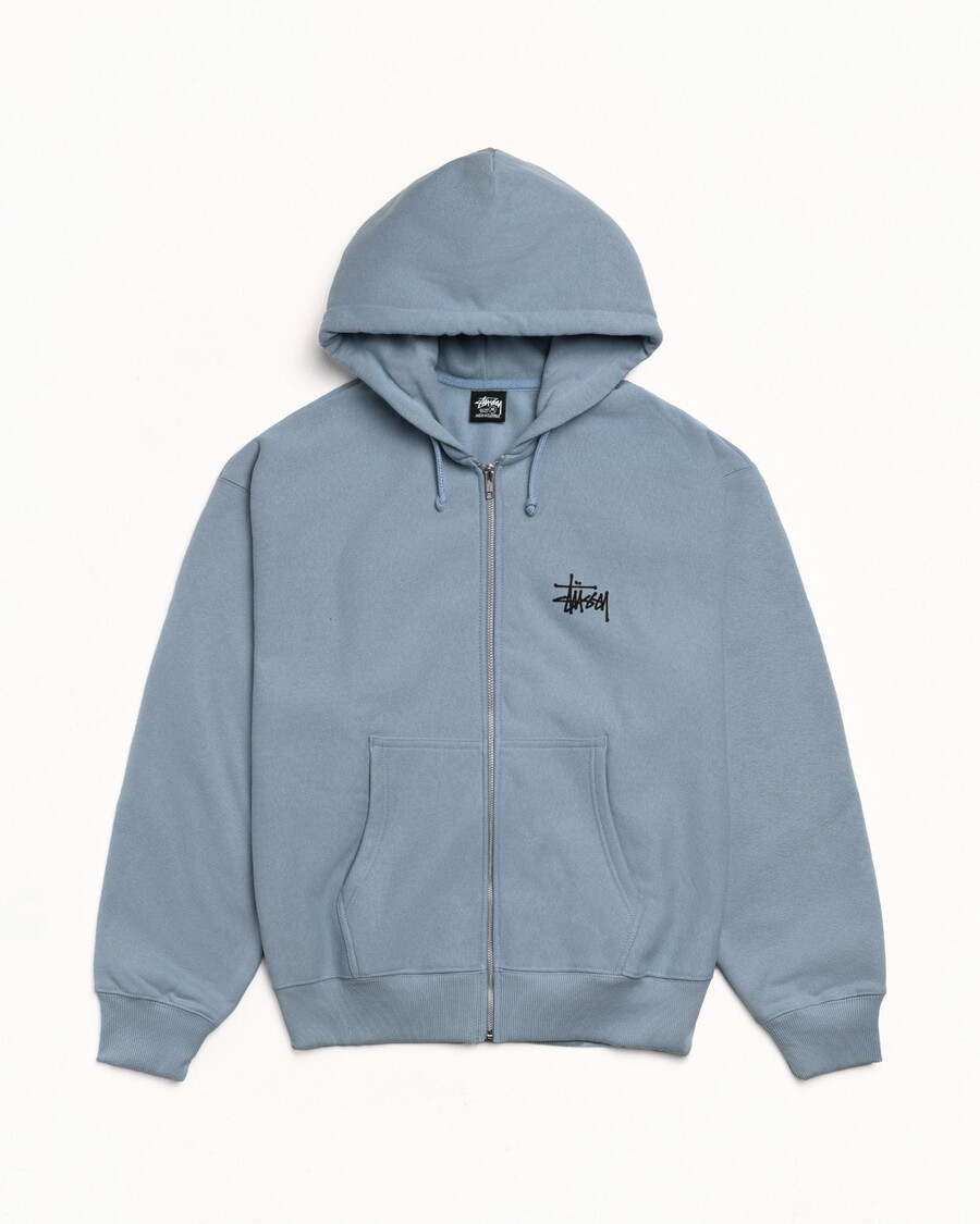 felpa con cappuccio e zip stüssy basic