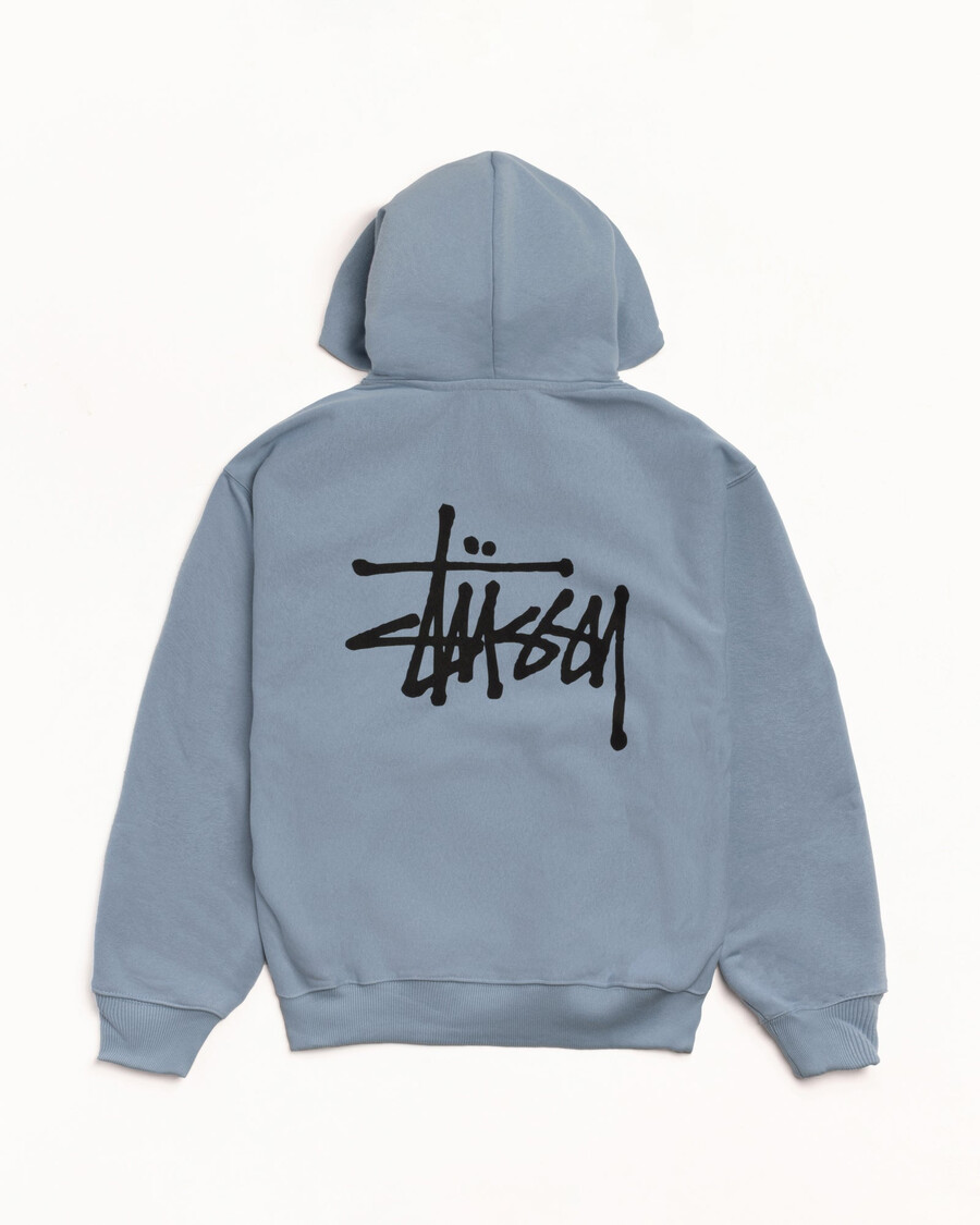 felpa con cappuccio e zip stüssy basic