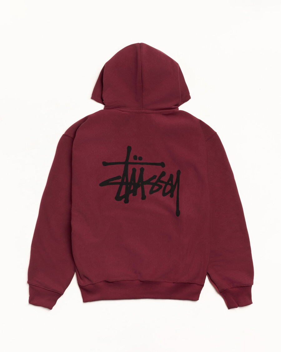 felpa con cappuccio e zip stüssy basic