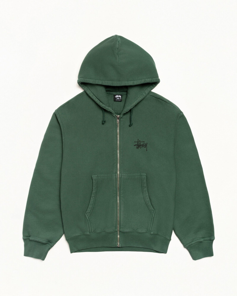 felpa con cappuccio stüssy basic tinta a pigmento