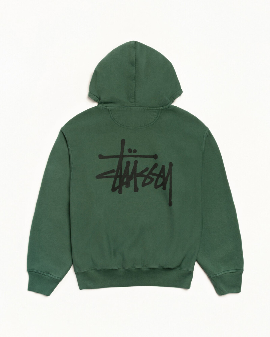 felpa con cappuccio stüssy basic tinta a pigmento