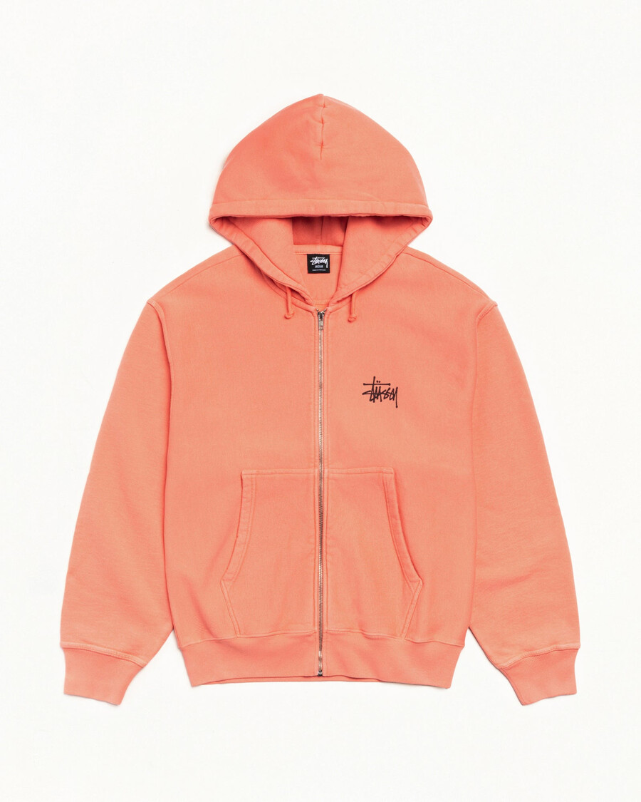 felpa con cappuccio stüssy basic tinta a pigmento