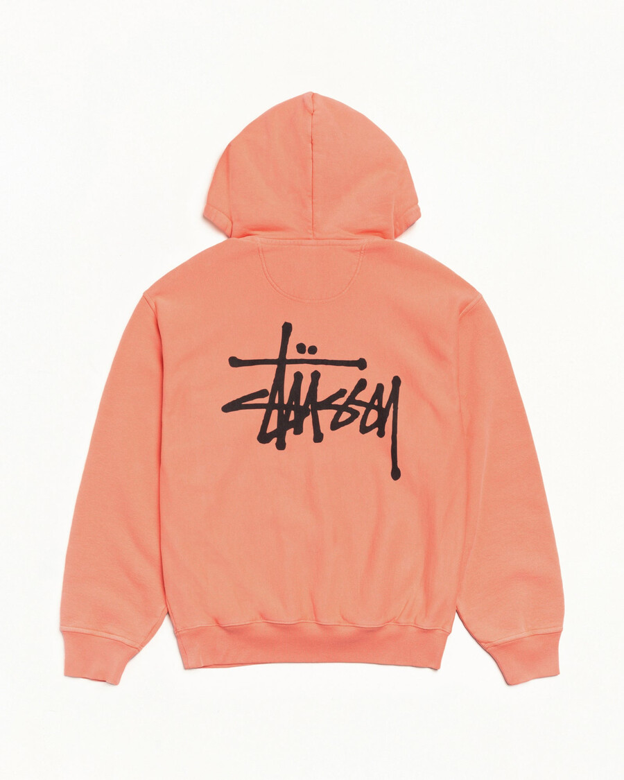 felpa con cappuccio stüssy basic tinta a pigmento